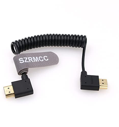 SZRMCC 8k 2.1 HDMI Links auf Rechts Winkel Ultra High Speed Spiralkabel Geflochtenes Kabel für Z Cam E2 S-ony FX6 FX9 Canon EOS C70 C300 Portkeys BM5 Atomos Ninjav V Shogun Monitor