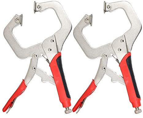 Timunr 2Pcs 11 Inch Locking C Clamps with Swivel Pads Locking Alloy Steel C Clamps Set Heavy Duty C-Type Locking Plier Table and Tool Vise Grip