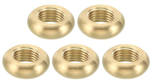PATIKIL M10x1 Rond Contre-écrou, 5 Paquet Solide Laiton Bord Plat Écrou Mince Vis Verrouillage Écrou pour Meubles Lampe Lumière, 16,5 mm x 6 mm