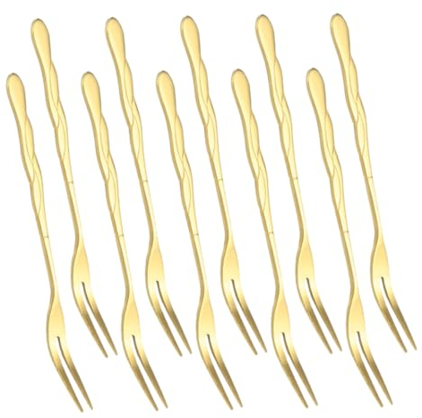 Acier Inoxydable Fourchettes à Fruits 10 Pièces, Dorées