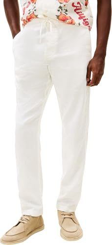 Tommy Hilfiger Harlem Sorona Linen Mw0Mw38801 Pantaloni Chino, White (Ivory Silk), 40W / 32L Adulto
