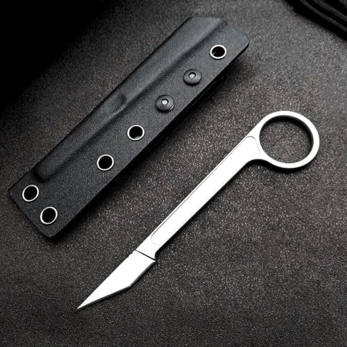 Petit outil pratique en acier - Couteau tranchant antidérapant argenté - Couteau de survie portable - Couteau de chasse edc - Couteau de chasse léger - Couteau de cou droit - Couteau de ceinture -