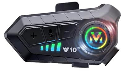 Xmenha Motorrad Gegensprechanlage Helm Bluetooth 5.3 Headset mit Mikrofon IPX6 Wasserdicht Kopfhörer Kabellose Noise Cancelling Ohrhörer Motorrad Kommunikationssystem Kopfhörer Bluetooth Helm Schwarz