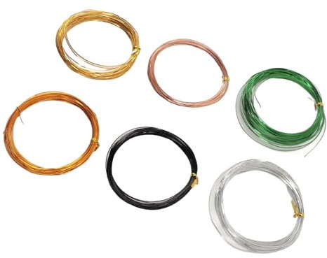 6 Rollen 32,8 Fuß Flacher Basteldraht aus Aluminium, Biegsamer 0,5 Mm Dicker Modellierdraht mit 6 Farben für Schmuckherstellung, Weben, Modellieren, Emaillieren