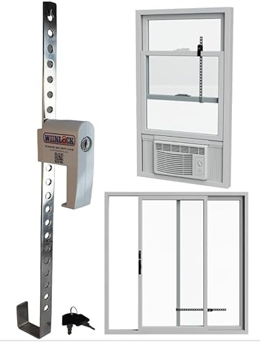 WinLock Window Security Bar for Child Safety, Burglary Prevention Locks an Open Window with AC & Fan, Double Hung Protection, Solid Steel, Adjustable (3-24), Stops Up Down Inside Outside Year Around