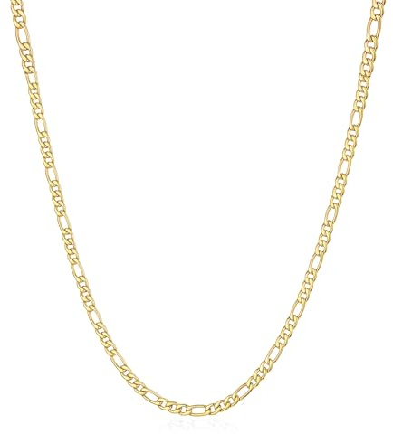 Rajputana Gold Kette Herren 5mm Sterling Gold Plated Kette Herren Goldkette Männer Figaro Halskette 24 Zoll