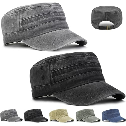 LUKIUP Army Cap, Cadet Army Military Flat Top Caps, Kappen Herren, Used Look verstellbare Taktische Beanie, Cap für Herren Geschenke für Männer Outdoor-Aktivitäten