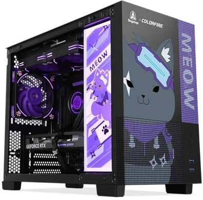 Segotep Memphis-S Ninja Edition, M-ATX Mini Tower PC Case with Tempered Glass Panels, Support 40 Series GPU, USB 3.0, and 240MM Radiator, Lightning Panel Included
