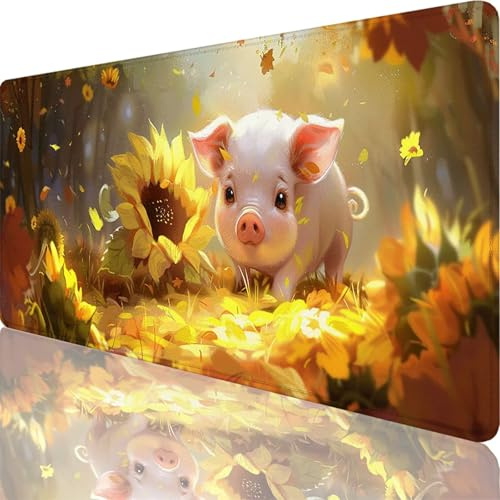 Tapis de Souris Gamer 1500x800x3 mm, Grand Tapis de Souris Jaune, Dessin Animé Mouse Pad Imperméable et Antidérapant, Multifonction Grand Sous Main Bureau pour Clavier et Souris, Gamer Decoration 78-2