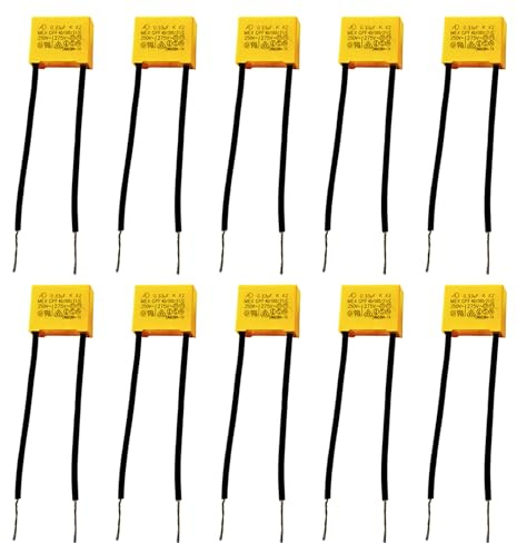 10 Stück Entstörkondensator für Led Lampen 0.33µF 275V, X2 Sicherheitskondensator Radial Kondensatoren für Entstörung, Minimierung von Blinken und Glimmen bei LED Lampen, Hochwirksame Filter