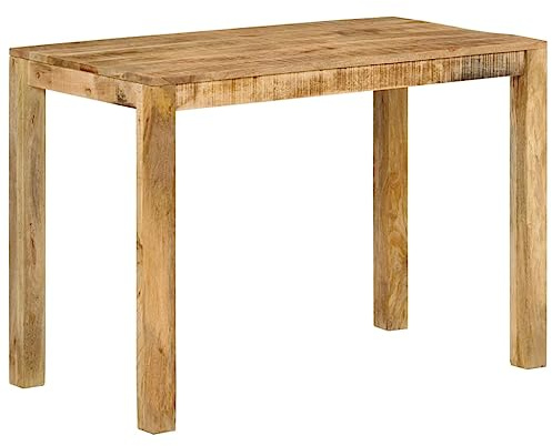 QUAHEAS Esstisch 110x55x76 cm Massivholz Mango, rustikaler Küchentisch mit stabilem Eisenrahmen für Esszimmer und Frühstückszimmer, langlebiger Holztisch mit natürlichem Finish und dichter Maserung.