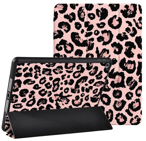 Fycyko Hülle für iPad 9./8./7. Generation 2021/2020/2019, iPad 10,2 Zoll Hülle mit Stifthalter, Leopardenmuster Trifold Ständer mit Kratzfest, Rosa Ästhetisches Schutzhülle für 9./8/7.Gen. | Für Modell 2021/2020/2019, dreifacher Ständer, integrierter Stifthalter, automatischer Schlaf/Aufwach, Schutzhülle