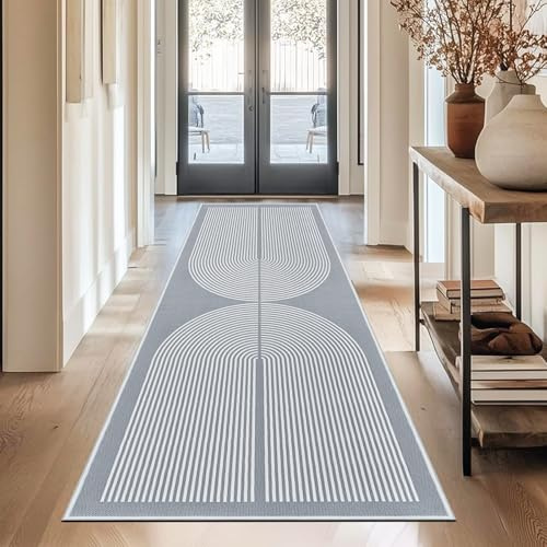 Capslpad Teppich Läufer Flur 80x200cm Weißer Hanf Aussehen KüchenTeppich Natürlich Waschbar Teppich Weiß rutschfest Küchenläufer Korridor läufer Flur Küche, Schlafzimmer, Balkon
