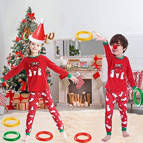 POENVFPO Aufblasbarer Geweih-Hutring, Weihnachtsspielspielzeug, Interaktiver Spaß für, Inklusive 4 Ringen, für Weihnachtsfeiern und Zusammenkünfte