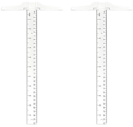 OPVYAEU 2 Piezas Reglas Cuadradas en T de Plástico Transparente, Regla en T,T de Doble Cara para Dibujo y Diseño General, Trabajo, Escuela, Oficina, Hogar, Herramienta de Medición de Bocetos, 30 cm