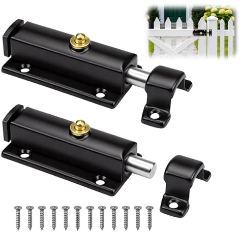 BieMian Lot de 2 verrous de porte automatiques d'intérieur - Verrou à ressort en zinc moulé sous pression avec vis - Serrure à fermeture automatique pour fenêtres, portes d'armoire et portails de