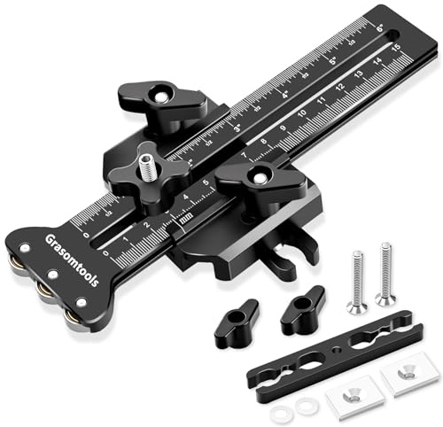 Grasomtools Thin Rip Table Saw Jig - 3-Pulley Design for Repetitive Narrow Strip Cuts, Fits 3/8x3/4 U/T Slot & 1/4x3/8 T Slot, Compatible with Table Saw/Band Saw/Router Table