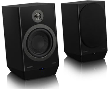 PHILIPS Fidelio TAFA3 Wireless Stereo Speakers, 2×50W, Bi‑Amp Active Crossover, Bluetooth 5.4, Auracast, LDAC, RCA/Optical/HDMI ARC, Glass‑Fibre Woofers, Titanium Tweeters, High‑Gloss Black