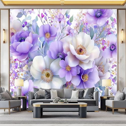 Carta da Parati Fotomurale XXL 400 x 280 cm, Bianco Poster Murale 3D in Tessuto Non Tessuto per Parete TV Corridoio e Soggiorno, Decorazione Interni di Grande Impatto Arte Fiori Peonie Margherite