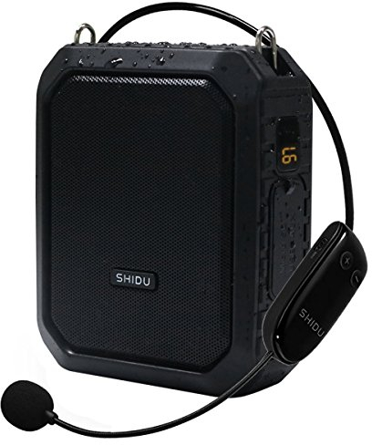 Shidu Amplificateur de voix portable avec micro casque 18W batterie rechargeable 4400mah pa système de sonorisation amplificateur vocal puissant pour enseignants, guides touristiques, entraîneurs