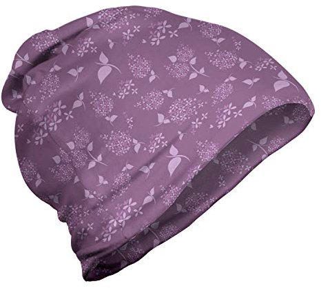 ABAKUHAUS Blumen Unisex Beanie, Monochrome Lila Blumen, Wandern im Freien, Flieder und Lila Pale