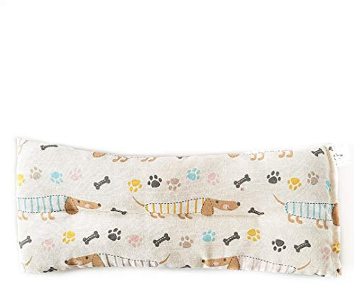 Decolores | Cojín Térmico de Semillas ideal | 15 x 40 cm Lumbar | Aroma a Eucalipto | Efecto Calor y Frío | Apto para Microondas y Congelador | Realx y bienestar total | Estampado de Perros