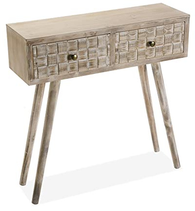 Versa Anish Mueble Recibidor Estrecho para Entrada o Pasillo, Mesa Consola, con 2 cajones, Medidas (Al x L x An) 81,5 x 25 x 80 cm, Madera, Color Marrón y Gris