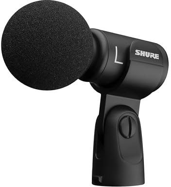 Shure MV88+ Stereo USB Microphone - Condenser Microphone for Streaming and Recording Vocals & Instruments, Mac & Windows Compatible, Real-Time Headphone Monitoring Output, Travel Friendly - Black