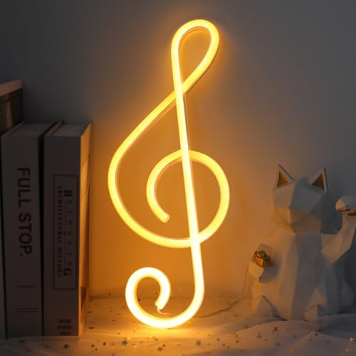 ENUOLI Musiknote Neonzeichen LED Music Note Neon Lichter | Wanddekoration Kreative Musiksymbol Nachtlicht Wohnzimmer Mädchen Raumdekor Bar Party Geburtstagsgeschenk (Warmweiß)