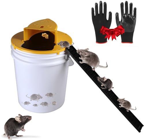Second Generation, Flip n Slide Bucket Lid Mouse Trap - Indoor Outdoor, 5 Gallon Bucket Compatible, Multi Catch, Auto Reset, Slide Bucket Lid Mouse Rat with Ramp