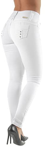 Women's Plus Size Colombian Design Butt Lift Push Up Skinny Jeans in White Size 14 (0030)