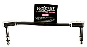 Ernie Ball, Singolo cavo patch piatto con jack stereo a pipa, lunghezza 7,6 cm, Nero