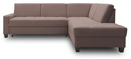 DOMO. collection Ecksofa Londrina, L-Form, Taupe | Ottomane rechts mit Holzfuß, modernes Ecksofa in L-Form mit komfortabler Polsterecke, 243 x 209 x 84 cm (BxTxH)
