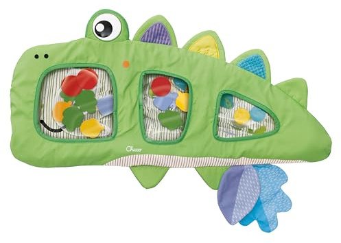 Chicco Crocodillo sensorisk vattenmatta, mjuk matta, uppblåsbar barnlek med luft och vatten, massor av taktila stimuli och manuella aktiviteter, olika tyger, barnspel 6-36 månader