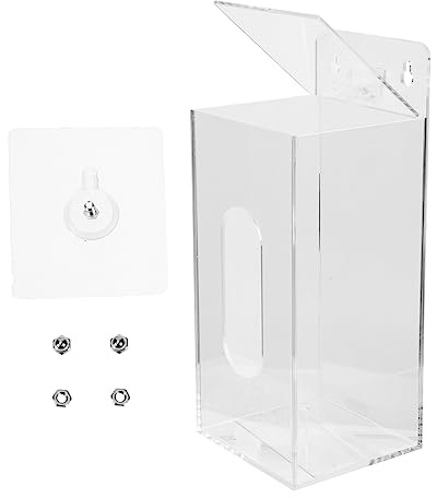 Mobestech Wall Mounted Glove Dispenser Mask Holder and Storage Box with Installation Fittings Acrylic Wall Mount Glove Holder for Hospitals Labs Food Service and Offices 9.45 X 3.94 X 3.74 in
