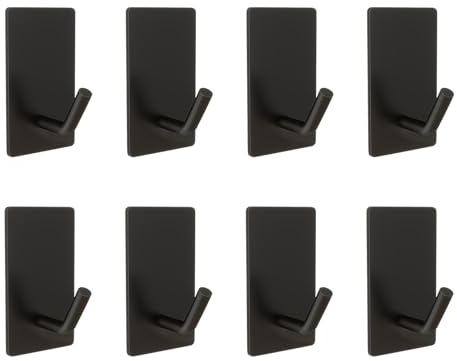 Giookuj Klebehaken Schwarz SUS304 Edelstahl Handtuchhaken Selbstklebend Haken ohne Bohren 8 Packs