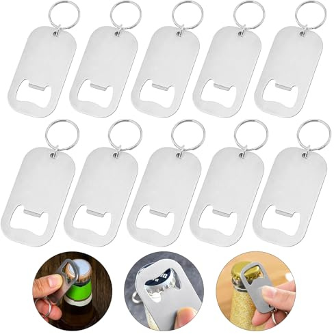 Qixuer 10 Stück Bierflaschenöffner Schlüsselanhänger,Flaschenöffner Schlüsselanhänger Bierflaschenöffner Edelstahl Bieröffner Bottle Opener Keychain Bar Flaschenöffner（5 Stück Groß+5 Stück Klein）