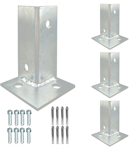 Pfostenbasis, Holzzaun-Pergola-Pfostenhalterung, Innengröße 7x7cm, Pfostenanker aus Edelstahl, Deckpfostenbasis, Stützbasis (Color : 70x70x100 mm(2.8x2.8x4 in), Size : 4 Pcs)