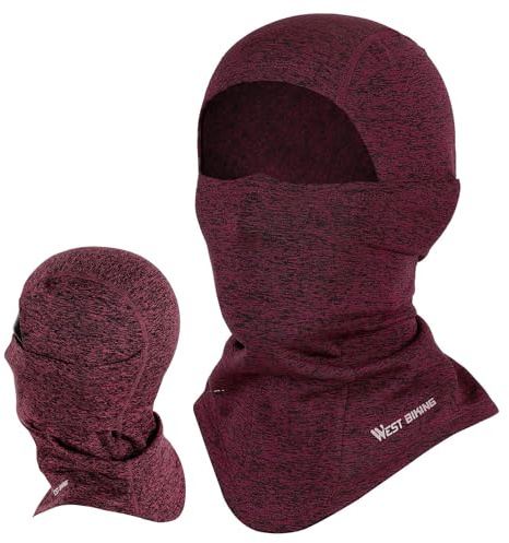 WEST BIKING Balaclava motorcykel, vinter ansiktsmask skidmask vindtät andas varm cykel stormmask män kvinnor, termisk fleece balaclava motorcykel balaclava mask ansiktshuva, röd x 1, one size