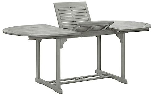 Tidyard Gartentisch Garten-Esstisch Witterungsbeständig Gartenmöbel Tisch Balkontisch Terrassentisch Teetisch Grau 200x100x75 cm Massivholz Akazie