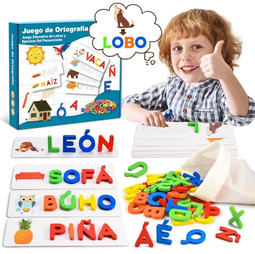 Hapikids Juegos Educativos Niños 3-8 Años,Juguetes Niños 2-8 Años Puzzle 3-6 Años Aprender a Leer Escribir Juegos Pizarra Infantiles Smart Games Juguetes Montessori Niña 3-8 Años Regalo Niño 3-6 Años