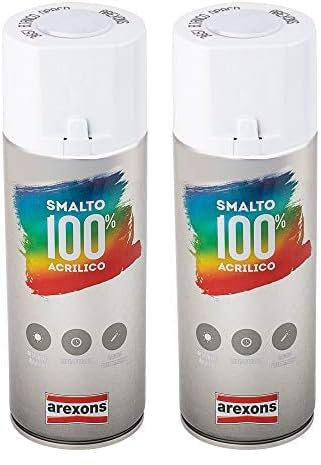 AREXONS Smalto 100% Acrilico Spray Bianco Opaco 400 ml, Vernice Universale, Resine di Alta Qualità, Essiccazione Rapida, Bomboletta Spray, Uso Facile, Senza Ammoniaca