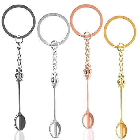 Luxiremi 4 Pcs Mini Spoon Necklace, Mini Snuff Spoon, Tiny Spoon Keychain | Mini Spoon Keychain, Mini Crown Spoon Keychain