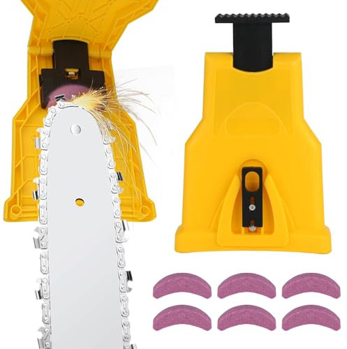 YYTECH Affûteur de chaîne de tronçonneuse, portable, avec 6 pierres à aiguiser, aiguiseur de chaîne universel, aiguiseur professionnel pour chaque tronçonneuse