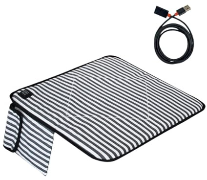predolo Almohadilla calefactora eléctrica para asiento, cojín de asiento calefactable y resistente, estera calefactora USB para el hogar, viajes, pesca, Azul