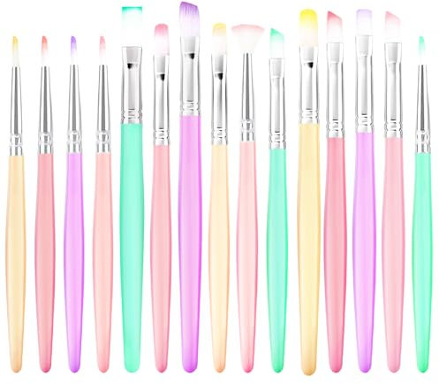 Artist Paint Brush Set - 15 Different Sizes With Palettes for Watercolor, Oil, Face Painting - Adults & Kids