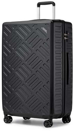 Supercase Koffer Trolley Groß Hartschalenkoffer ABS+PC Reisekoffer Leicht Handgepäck mit 4 Rollen und TSA-Schloss Teleskopgriff Rollkoffer 74×47×28.5cm Schwarz