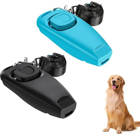 EOEDEPAZ 2-in-1 Hundetraining Clickerpfeife für Training & Rückruf - Haustier-Trainingszubehör für Welpen, Katzen, Pferde & Kleintiere - 2er-Pack mit Umhängeband - Belohnen und trainieren Sie Ihre