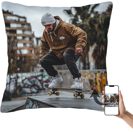 Housse de Coussin Personnalisé Photo, Cadeau Personnalisé Housse Coussin Exterieur Impermeable, 70x50 Taie d'oreiller Imprimé Double Face avec Texte & Photo, Idée Cadeau pour, Maman, Femme, Homme T-7