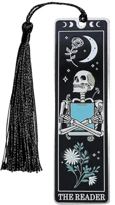 GlamRays Cadeaux pour les amateurs de livres Noël Tarot Signet Squelette Carte de tarot Cadeaux d'horreur Anniversaire pour les femmes et les hommes (Noir)